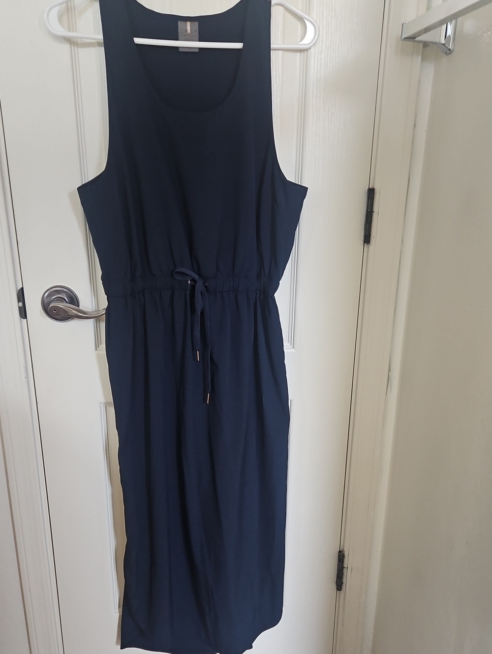 Women’s Navy Drawstring Waist Sleeveless Dress